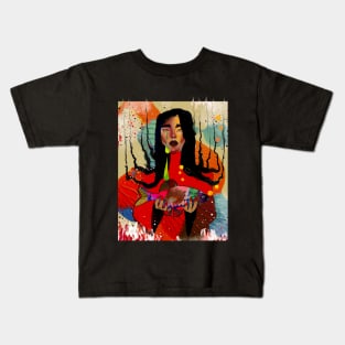 Lady holding a fish Kids T-Shirt